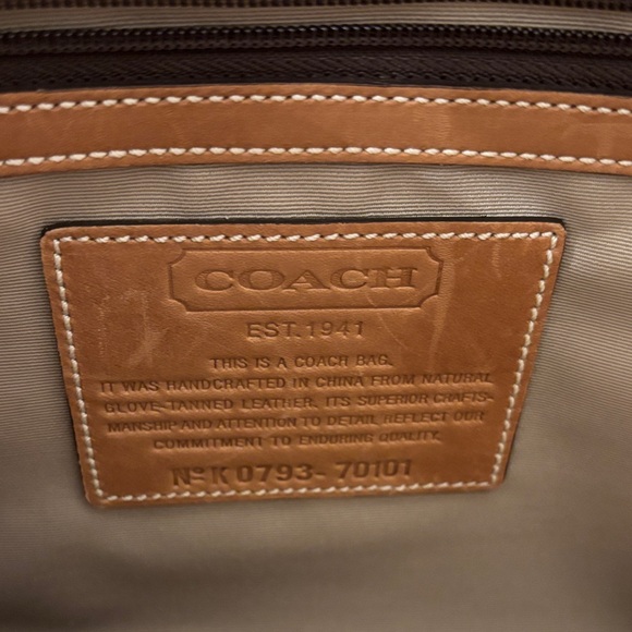 Vintage Coach Tan Leather Briefcase Messenger Bag Turnlock Laptop Bag - Picture 3 of 12